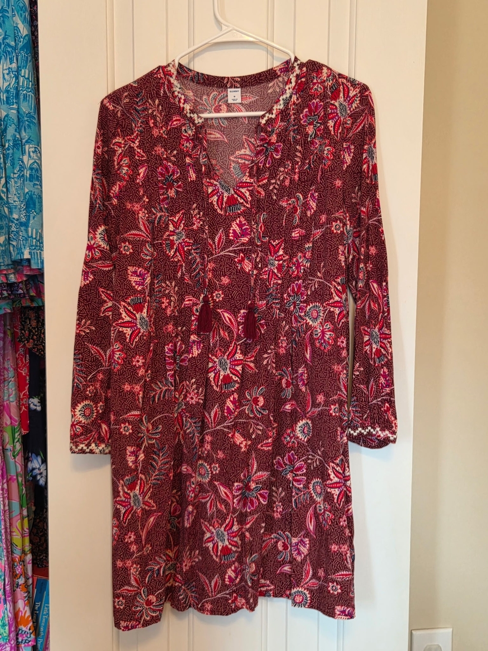 Old Navy Medium Paisley Dress - Burgundy, Pink, Red